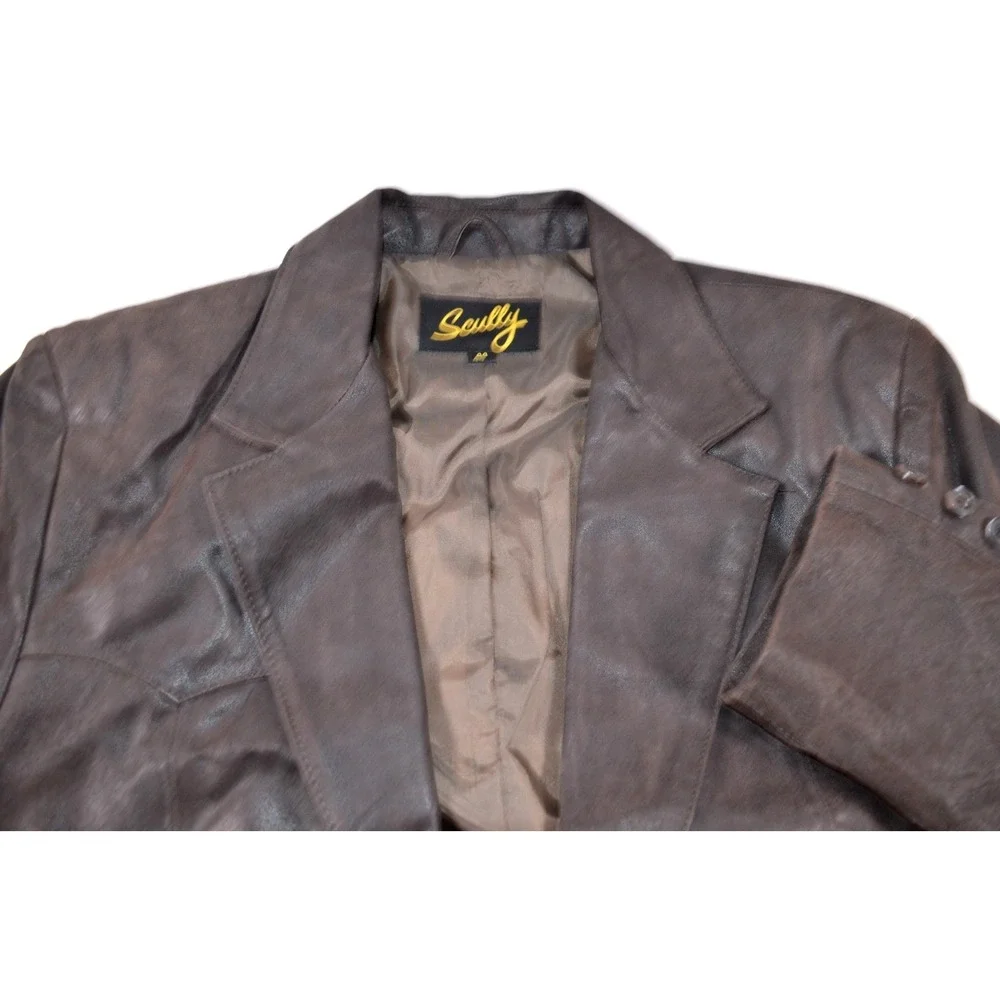 SCULLY‎ Chocalate Brown Western Leather Blazer Jacket Men's 44
